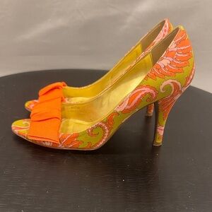 J. Crew Orange and Pink Patterned Heels